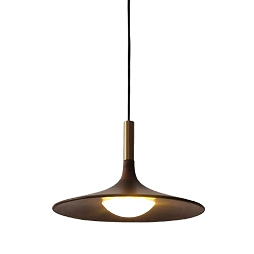 Lustre en verre fait main et noyer élégant, suspension réglable haut de gamme