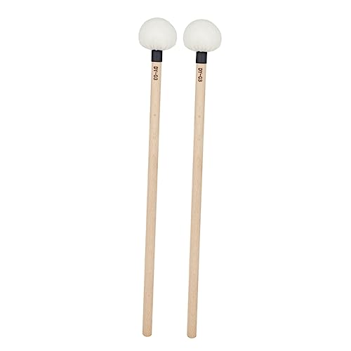 Juego de 2 baquetas de percusión con cabeza de fieltro y mango de madera miniatura 1