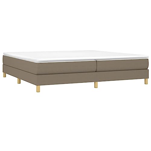 vidaXL Estructura de Cama con Somier, Somier de Matrimonio de Listones, Base de Cama Tapizada, Mueble para Dormitorio Hogar, Tela Gris Taupe 200x200 cm