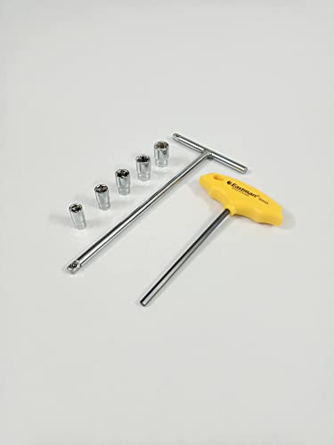 Image of 1 /4 inch Drive T-Handle with 8mm, 9mm, 10mm, 11mm and 12mm Hex Socket Set and 5mm Hex Allen Key, Anti-Slip & Anti-Corrosion properties (Combo 13)