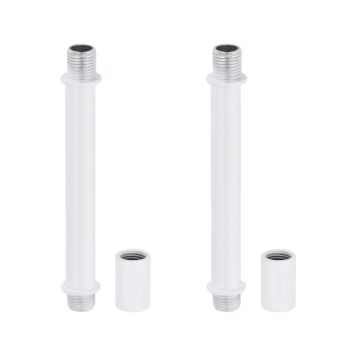 Image of PATIKIL Straight Pipe Lamp Stems Rod Kit, 2 Set M10 Carbon Steel 90mm(3.54 inch) Long Double End Thread Rod with Coupling Nuts Sleeve Connector for Table Lamps Chandeliers,White