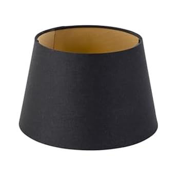 Qazqa Modern Lampshade   Round Schuin Katoen   Black Gold Round Supports E27 Diameter 20 cm