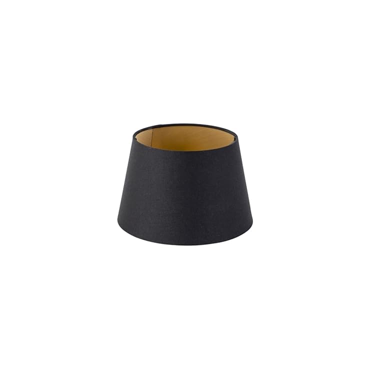 QAZQA Modern Baumwolle Baumwolllampenschirm schwarz 20I15I13 mit Gold I Messingenem Interieur,