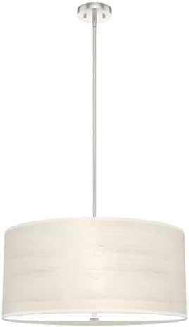 Hunter - Solhaven 4-Light Bleached Alder, Large Pendant Light, Dimmable, Modern Style, Drum Shaped, for Bedrooms, Kitchens, Dining, Living Rooms - 19383