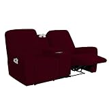 Easy-Going Stretch Recliner Loveseat Cover with Center Console Sofa Slipcover Soft Fitted Fleece 2 S