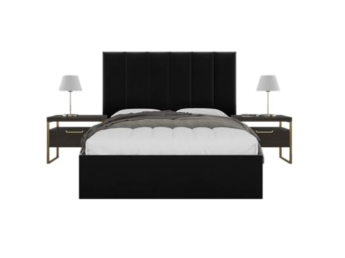VANT Anne Vertical Headboard Panels, Queen, Velvet Black