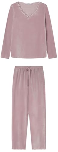 Women'secret Franchisee Pijama Largo Terciopelo Soft Touch, Rosa Palo, S Women's