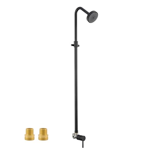 KroBer Outdoor Shower System β Adjustable Height, 4" Shower Head β Matte Black Bathtub & Shower Trim Kit for Patio, Garden, Pool β Ideal for Outdoor Use