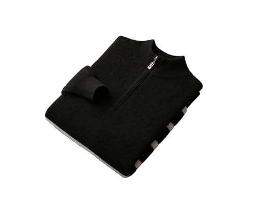 Men's 100 Percent Wool Half-High Collar Half Zip Knitted Long Sleeved Pullover Sweater