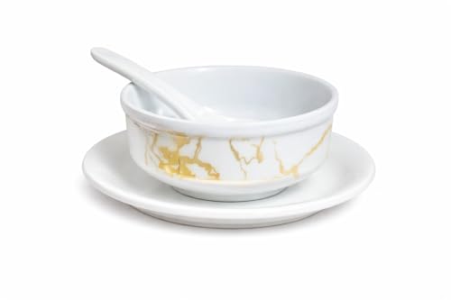 Image of Ariya Melamine French Soup Bowl Set Black Gold Harmony Collection Set of 6