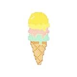 Motif thermocollant point de croix Tropical - Glace - 3 x 7 cm