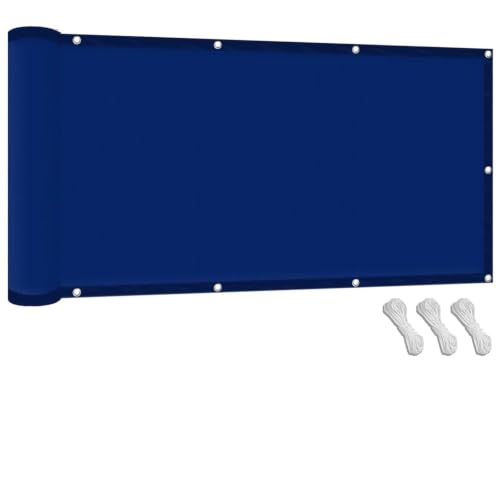 Toldo vela rectangular impermeable azul oscuro de 75x400 cm para balcón 2
