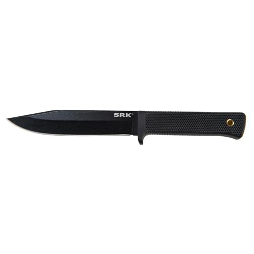 Image of COLD STEEL SRK 6 inch SK-5 Clip Point Razor-Sharp Blade 4.75 inch Durable Kray-Ex Handle Tactical Fixed Blade Knife w /Secure-Ex Sheath