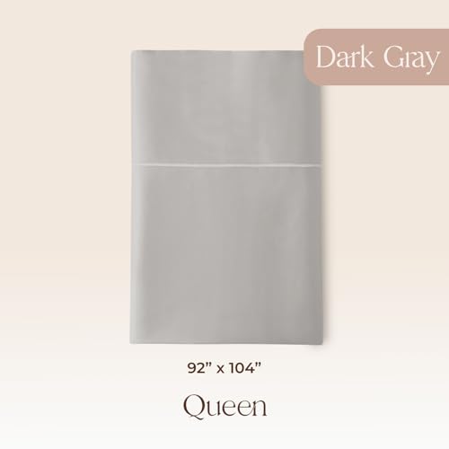 Image of Certified Organic Queen Flat Sheet Only - 100% Organic Cotton Top Sheet with Luxurious Soft and Breathable 300 Thread Count Sateen Weave Finish - GOTS & Fairtrade Certified (Classic Grey, Queen)