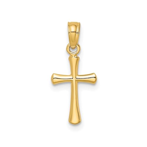 Jewelry Affairs 14K Gold High Polished Beveled Cross Pendant, 18x9mm