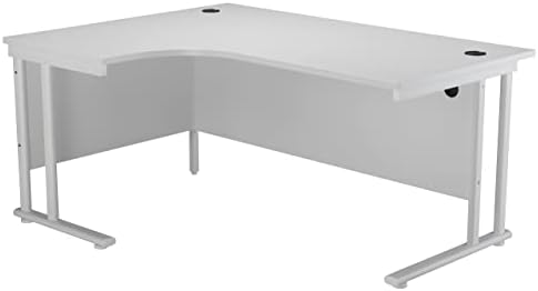 Office Hippo Professional Left Corner Office Desk, Wood, White, White Frame, 160 x 120 x 73 cm