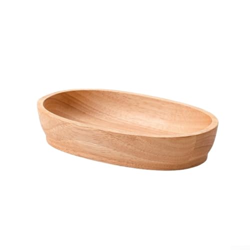 Bandeja de madera para servir aperitivos, frutas secas, cuenco ovalado para cocina, comedor, almacenamiento de mesa de café, organizador multifuncional de cocina y hogar (24 x 15 x 4,5 cm)