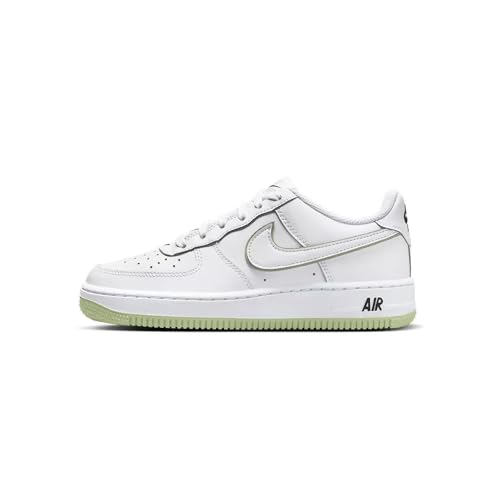 Nike Air Force 1 Big Kids' Shoes (CT3839-108, White/White/Black/Honeydew) Size 6 by Nike - Used condition - US$45.81