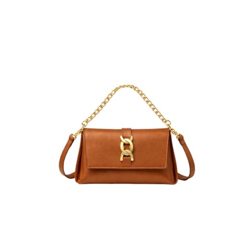 Bolsa Feminina Baguete de Ombro e Mão Compacta Casual para Festa Passeio e Uso Diário(Caramelo)