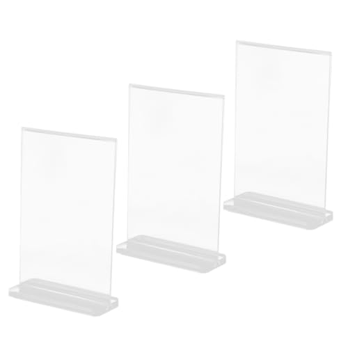CAXUSD Présentoir de Bureau A6 Transparent, Porte-menu Double Face en Acrylique, 9 X 12,8 Cm, Lot de 3, Porte-panneaux Qr Code pour Restaurant, Salon et Affichage Professionnel