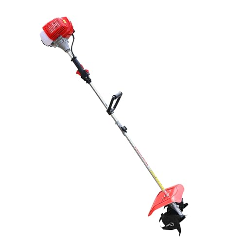 1250W Handheld Tiller Cultivator 42.7Cc 2-Stroke Mini Gas Powered Tiller Cultivator Rototiller Garden Farm Tiller Air Cooled Tiller for Farmland, Gardens(6500 Rpm)