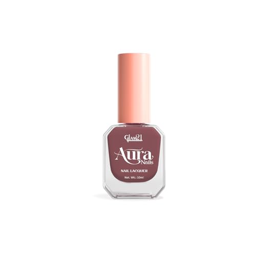 Image of Glam21 Aura Nails Nail Lacquer |Long-Lasting, Quick-Dry, High-Shine Nail Enamel|Chip-Free Formula|Smooth Application & Vibrant Finish| 10ml Each| Pack Of 2 (Luxe Nude & Toasted Nude)