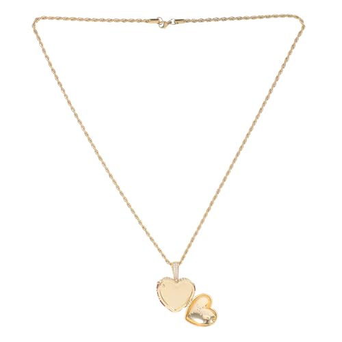 Collier médaillon photo cœur en métal doré gravé de qualité supérieure