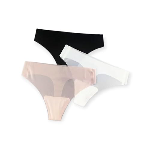 Image of Seamless thongs Womans panties,Breathable,Stretchable, No VPL,Gym, Yoga, Holiday wear, Seamless pants Multi pack Pack of 3 (black, white,nude)