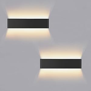 Lureshine 2 Pack Applique Murale Interieur 16W 40CM Haut et Bas Luminaire Mural Interieur Aluminium Décorer/Moderne Applique Murale Blanc Chaud 3000k Appliques Convient pour Salon|Allée|Cuisine（Noir）