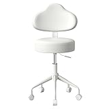 XIGOUZIQU Taburete de Tocador Asiento for Tocado Silla Ajustable con Ruedas Giratorias Altura Ajustable sin Brazos, for Estudio, Dormitorio, Oficina en Casa(White)