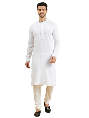 Image of Rajubhai Hargovindas Men Chikankari and Sequin Work Kurta