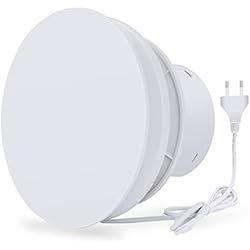 Valvula Antirretorno Extractor Baño Extractor de aire 100mm 95m³/h, ventilador de ventana y de pared para cocina baño invernadero y garaje, con válvula antirretorno y motor de rodamiento de bolas blanco