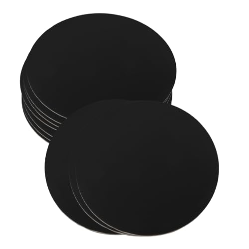 BESPORTBLE Bandejas para Exhibir Pasteles Redondas de Cartón Corrugado Negro 8 Pulgadas Base Resistente Grasa y Antiadherente Juego de 10 Piezas para Tartas y Decoración de Fiesta