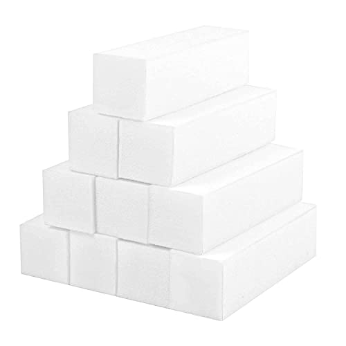 Remingtape 10 bloques de lijado blancos para diseño de uñas, pulidor de uñas, bloque de pulido de superficies, de uñas, herramienta de manicura