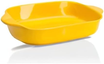 Bakeware Set, White Porcelain Baking Dish Bowl, 7.5 x 5 inch Rectangular Baking Pans for Cooking, Banquet and Daily Use (Yellow)