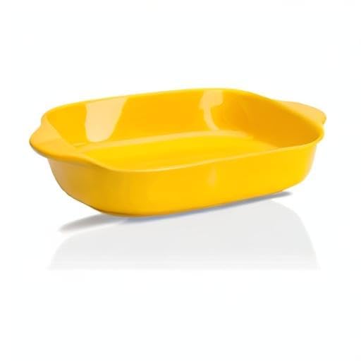 Bakeware Set, White Porcelain Baking Dish Bowl, 7.5 x 5 inch Rectangular Baking Pans for Cooking, Banquet and Daily Use (Yellow)