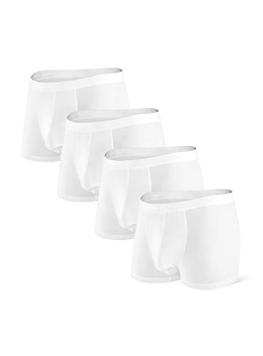 DAVID ARCHY Men's Dual Pouch Underwear Micro Modal Trunks Separate Pouches with Fly 4 Pack (L, White)