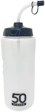 1 Liter Water Bottle with Straw | Hockey Water Bottle with Long Straw | Easy Squeeze Bottles + Built In Finger Grip | BPA-Free Sports Water Bottle for Football, Lacrosse & Boxing | Made in USA