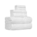 AmazonBasics Fade-Resistant Towel Set, 6-Piece, White