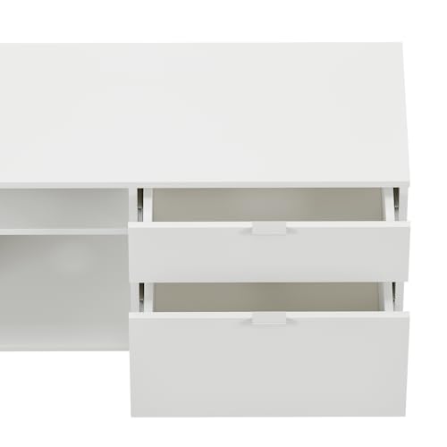Image of Wakefit TV Unit | 1 Year Warranty | TV Stand Table, TV Unit for Living Room, TV Cabinet, Cabinet Engineered Wood Cabinet with 2 Drawers & 2 Shelves (Serendipity, Frosty White)