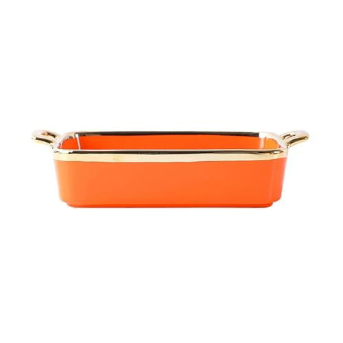 Nordic - Cacerola rectangular de cerámica de lujo para horno de porcelana profunda para horno con diseño elegante de Phnom Penh (naranja rectangular)