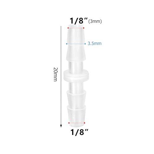 Image of Quickun Plastic Hose Barb Fitting, 1 /8 inch x 1 /8 inch Barbed Splicer Mender Joint Adapter Union Fitting (Pack of 5)