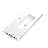 Lavabo Cerámico Baño Blanco | Pila Lavamanos Rectangular | Lavabo Integral 1 Seno Centrado 121.5 cm Ancho X 46.5cm Fondo | Rebosadero y Agujero de Grifo (120cm 1 Seno)