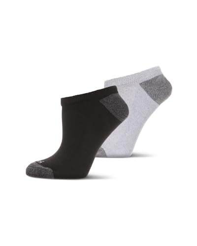 Wellfit 2 Pair Unisex Diabetic Half Cushion No Show Sneaker Liners Gray-Black 10-13