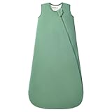HEDSYOUHH 1.0 Tog Baby Sleep Sack, Wearable Blanket for Infants & Toddlers, Bamboo Rayon, 2-Way Zipper, Sleeping Bag for Newborn Babies, Lightweight for Spring & Autumn,Dark Green,M