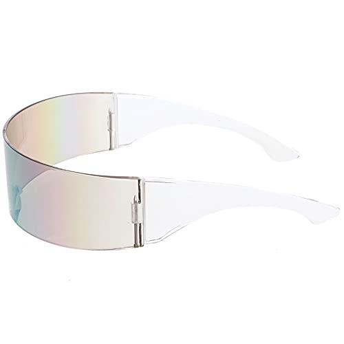 Image of zeroUV - 80s Futuristic Cyclops Cyberpunk Visor Sunglasses with Semi Translucent Mirrored Lens Shield Sunglasses