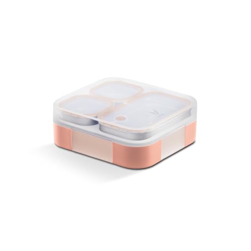Image of VAYA Tydbyt Bento Lunch Box for Kids, Tiffin Box for Women for Office Use, Stainless Steel with 3 Containers, Slim Compact & Travel Friendly Design, Easy to Carry, Coral Crush
