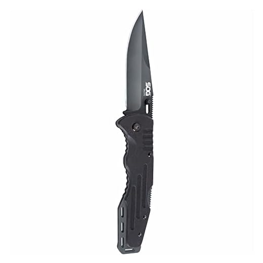 SOG Folding Pocket Knife – Salute Tactical Knife, EDC Knife, Tactical Folder Knife, Work Knife, 3.63 Inch Black Pocket Knife with Thumbstud (FF11-CP)