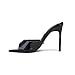 LOVEHEYNEW Women's Leather Pointed Toe Stilettos Heeled Sandals Fashion Sexy Open Toe Slip On Backless High Heels Slides for Party Prom Date Dress Shoes (black,10)