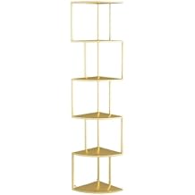 Corner Shelf Stand Metal 5 Tier Corner Shelf Corner Bookshelf Bookcase Corner Display Rack Storage Corner Stand for Living Room Corner Shelf Display RackGold